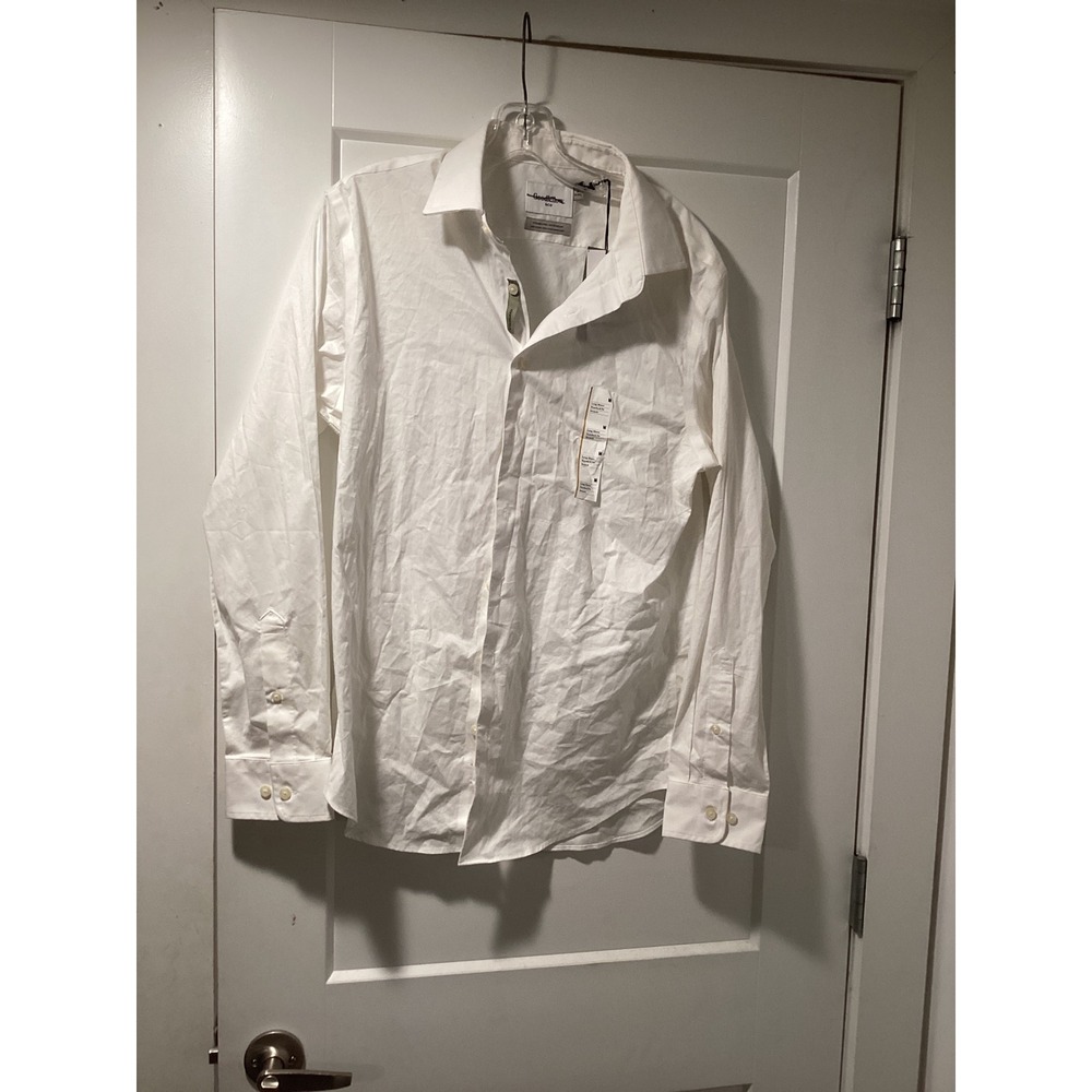 Goodfellow & Co Mens White Standard Fit Long Sleeve Button Down Dress Shirt M